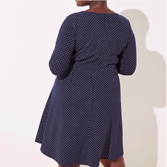 LOFT PLUS NAVY JACQUARD KNIT WRAP DRESS Navy Blue - Picture 4 of 4